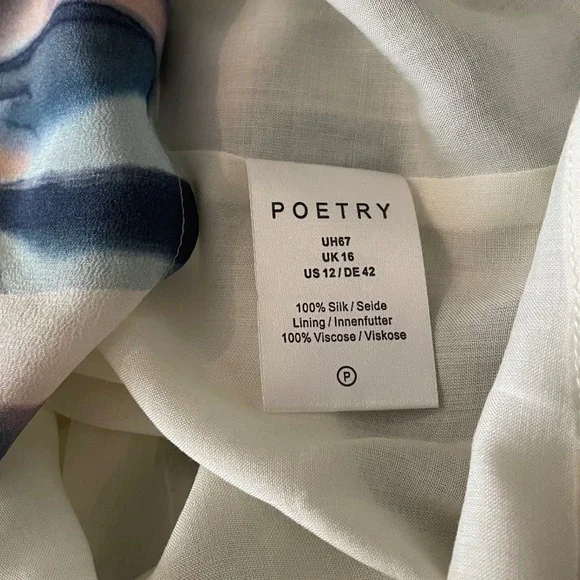 Poetry Silk Maxi Skirt Anthropologie Watercolor Summer Wedding Quiet Luxury - Picture 7 of 8